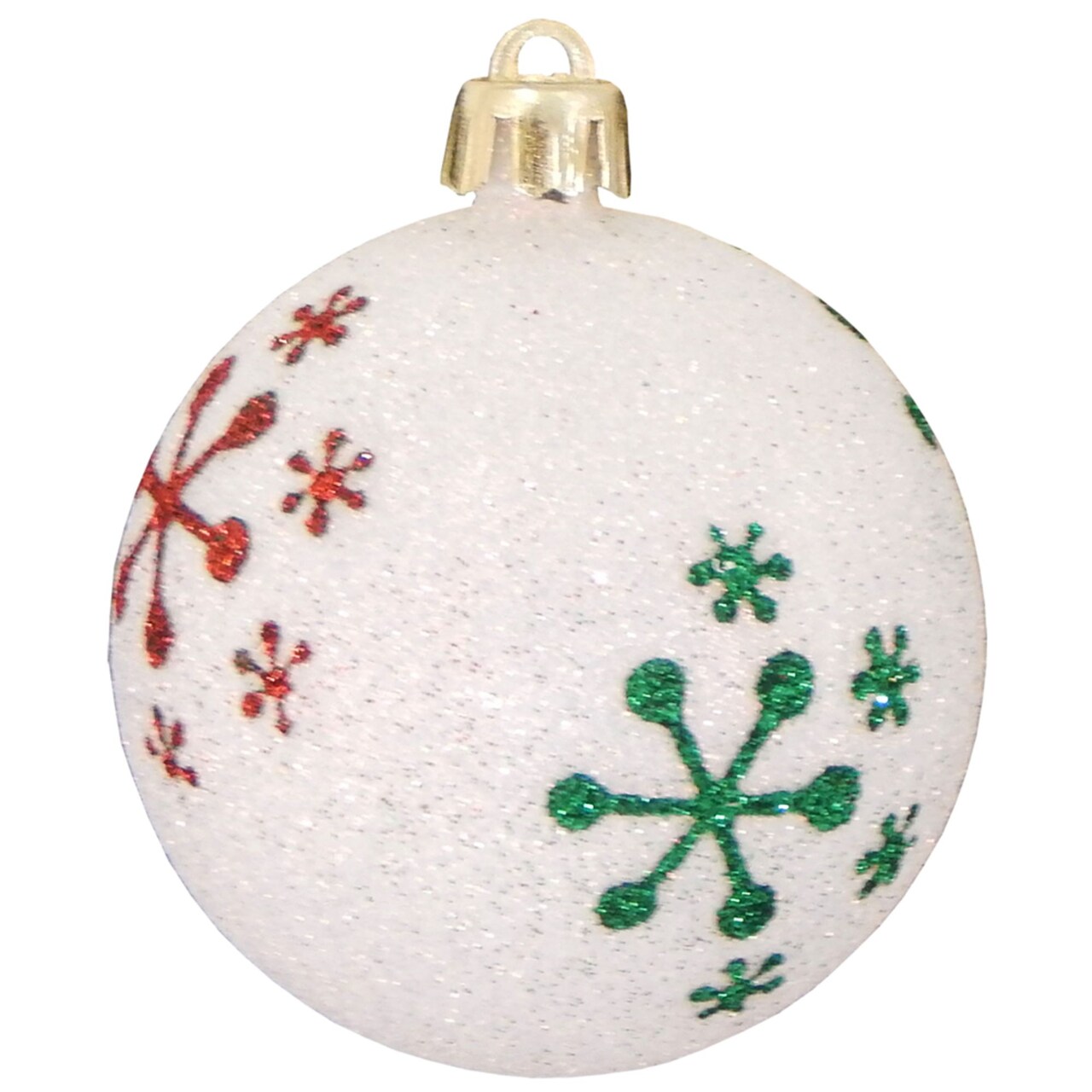 Christmas by Krebs 4ct Snowball White and Red Snowflakes Shatterproof Glitter Christmas Ball Ornaments 3.25" (80mm)